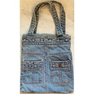 HOLLISTER Denim with Pink Stitching Tote Bag